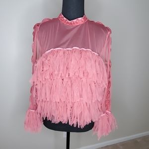 Beautiful fringed pink top